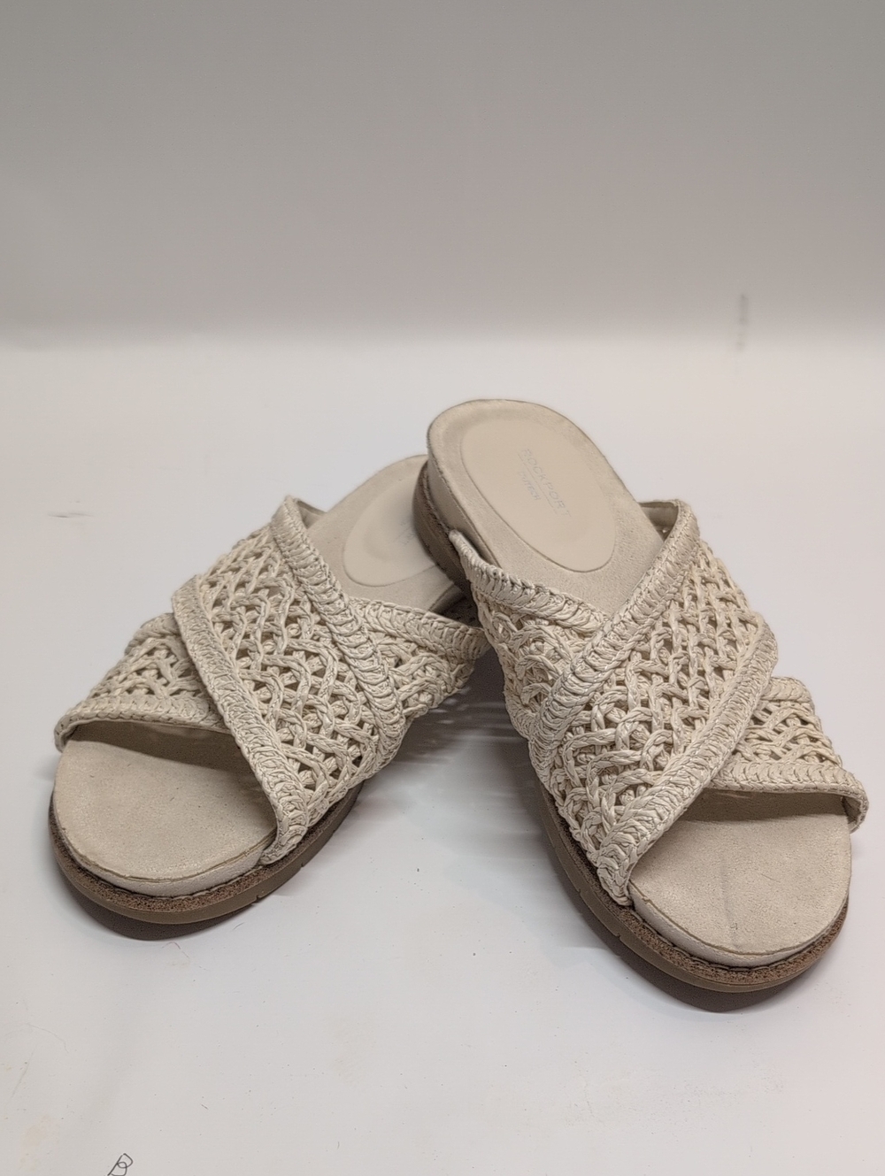 Rockport Woven Slide Mules in Cream